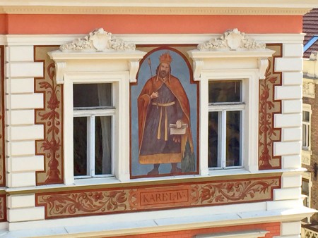 King Karel IV painted on an apartment building in Prague